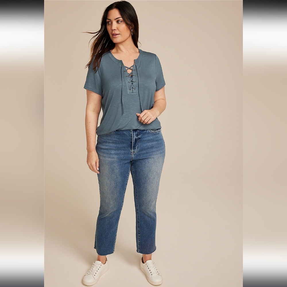 Maurices Plus Size Lattice Front Tee- 3X